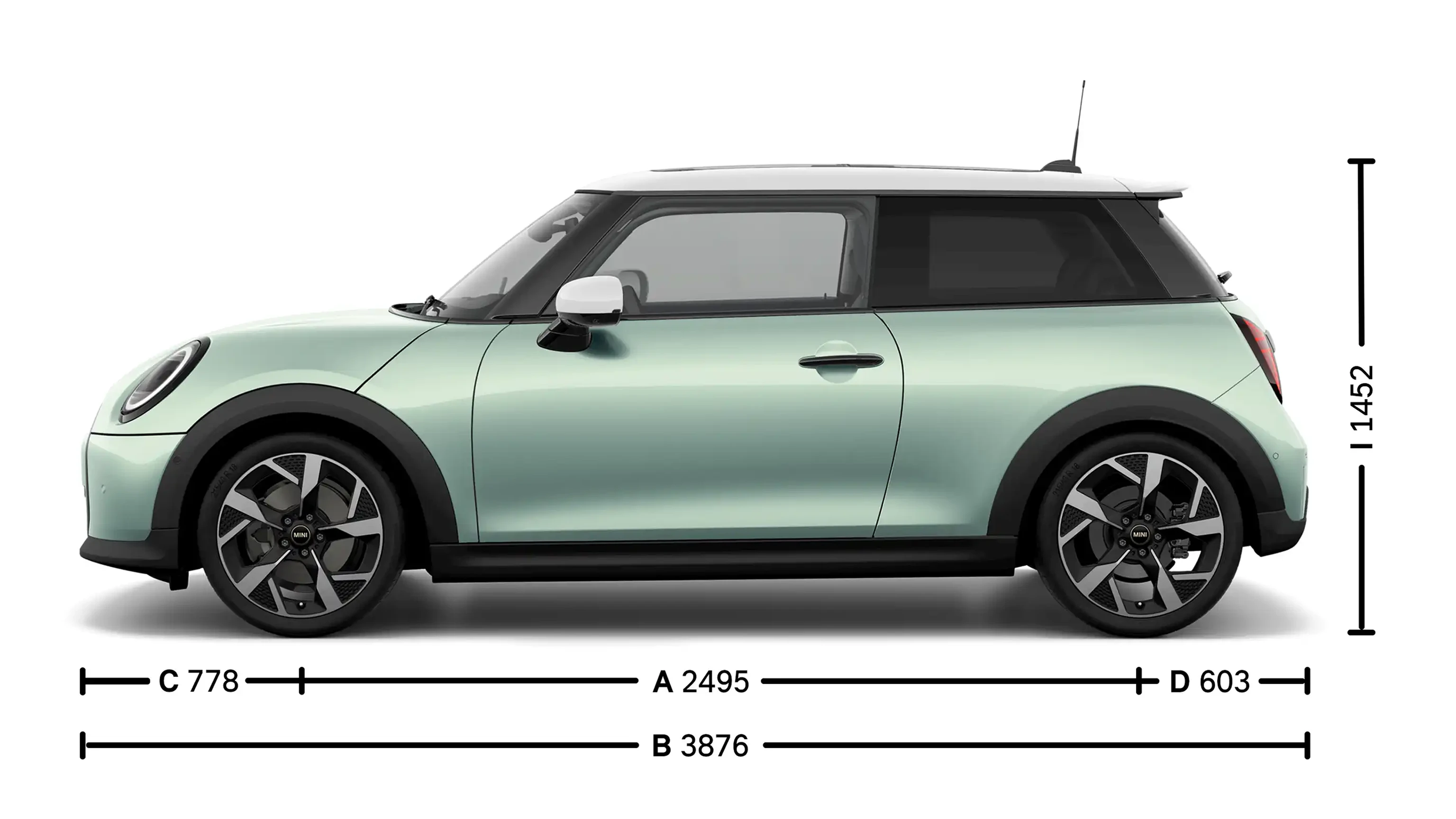 Trīsdurvju MINI Cooper – izmēri, sāni