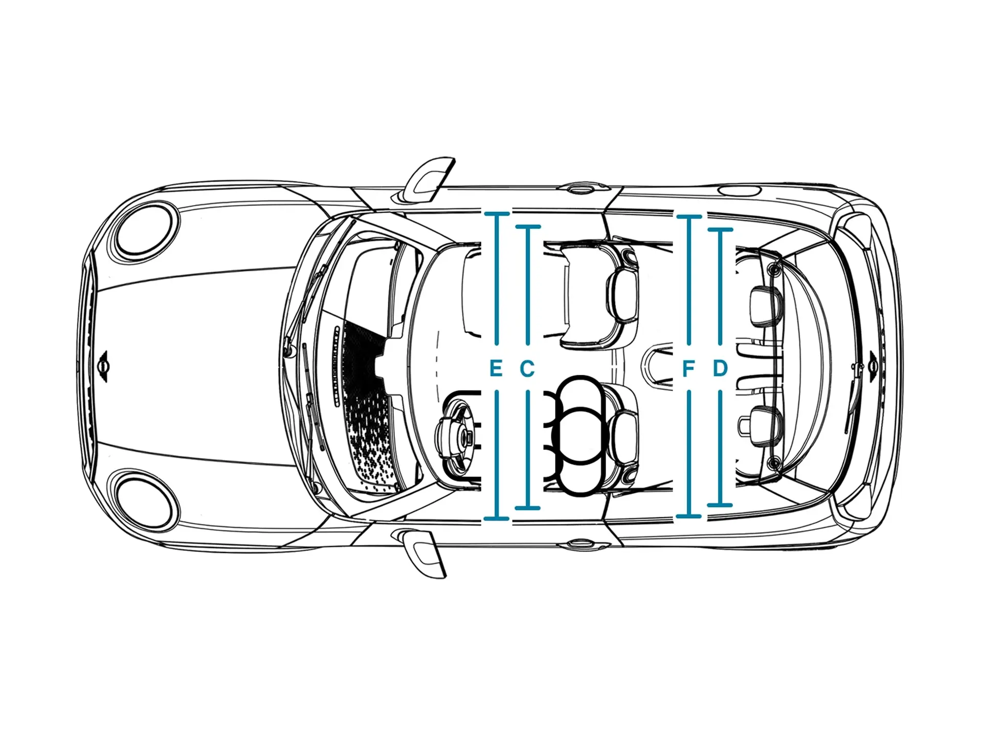 Trīsdurvju MINI Cooper – izmēri, salons, augšdaļa