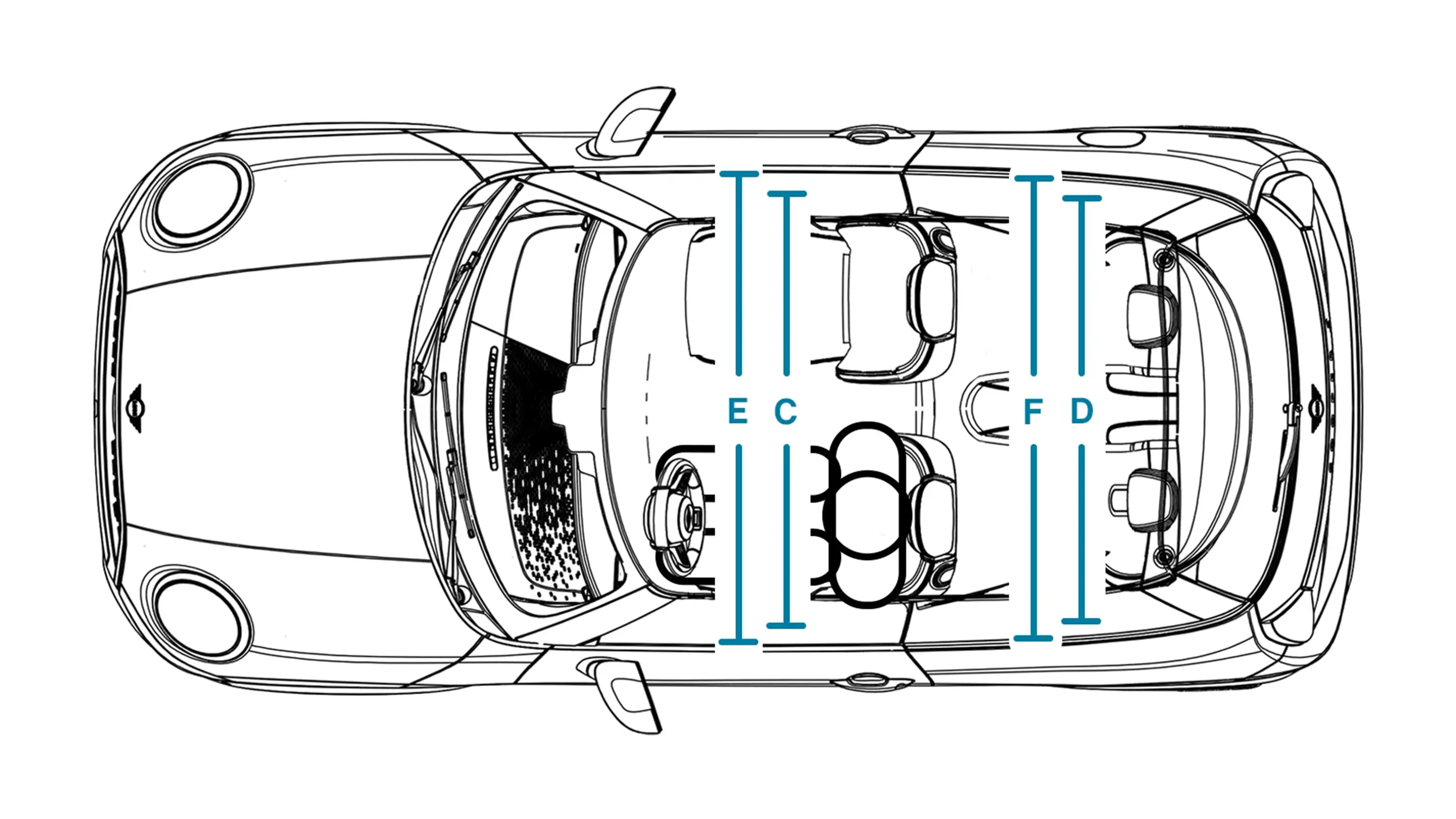 Trīsdurvju MINI Cooper – izmēri, salons, augšdaļa