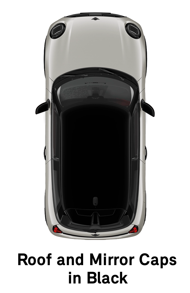  MINI – aprīkojums – jcw stils, jumts un spoguļu korpusi melnā krāsā