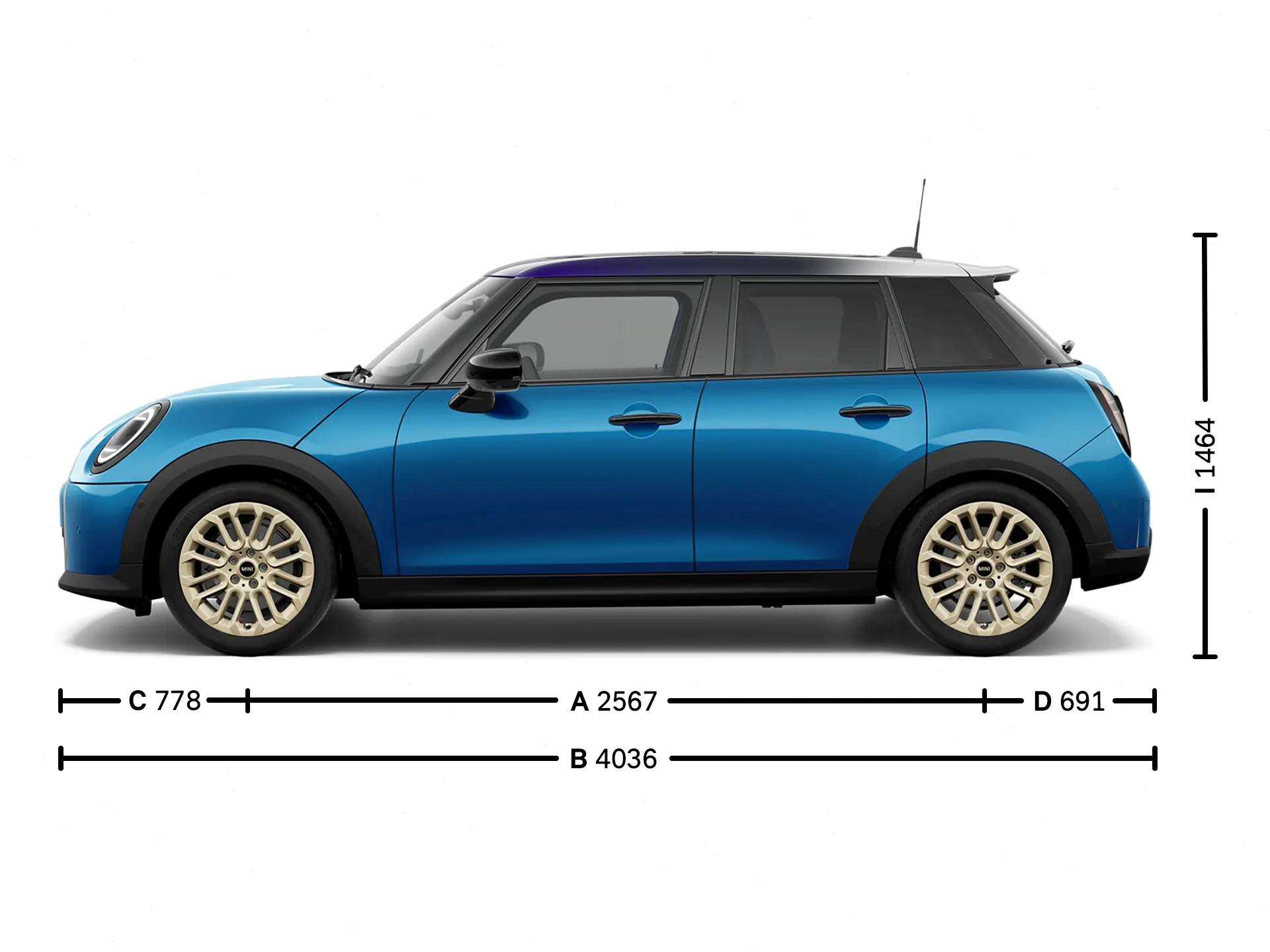 Piecdurvju MINI Cooper – izmēri, sāni