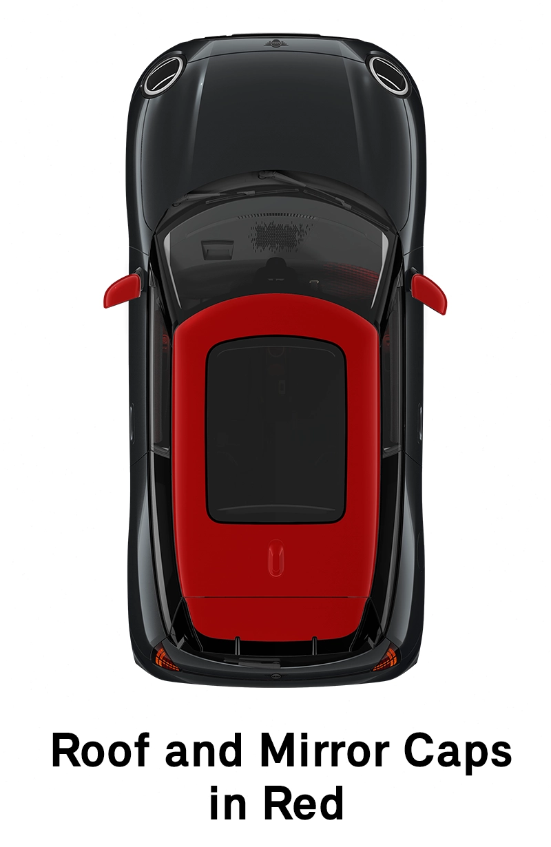 MINI jumts: jumts un atpakaļskata spoguļu korpusi Red krāsā