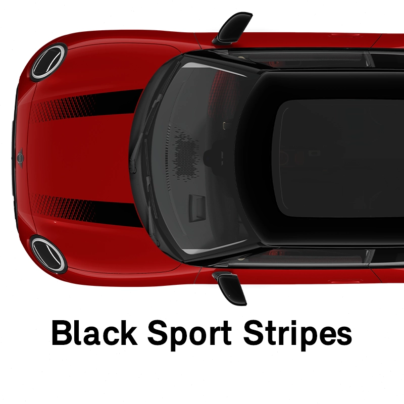 MINI dzinēja pārsega svītras: Black krāsas Sport svītras
