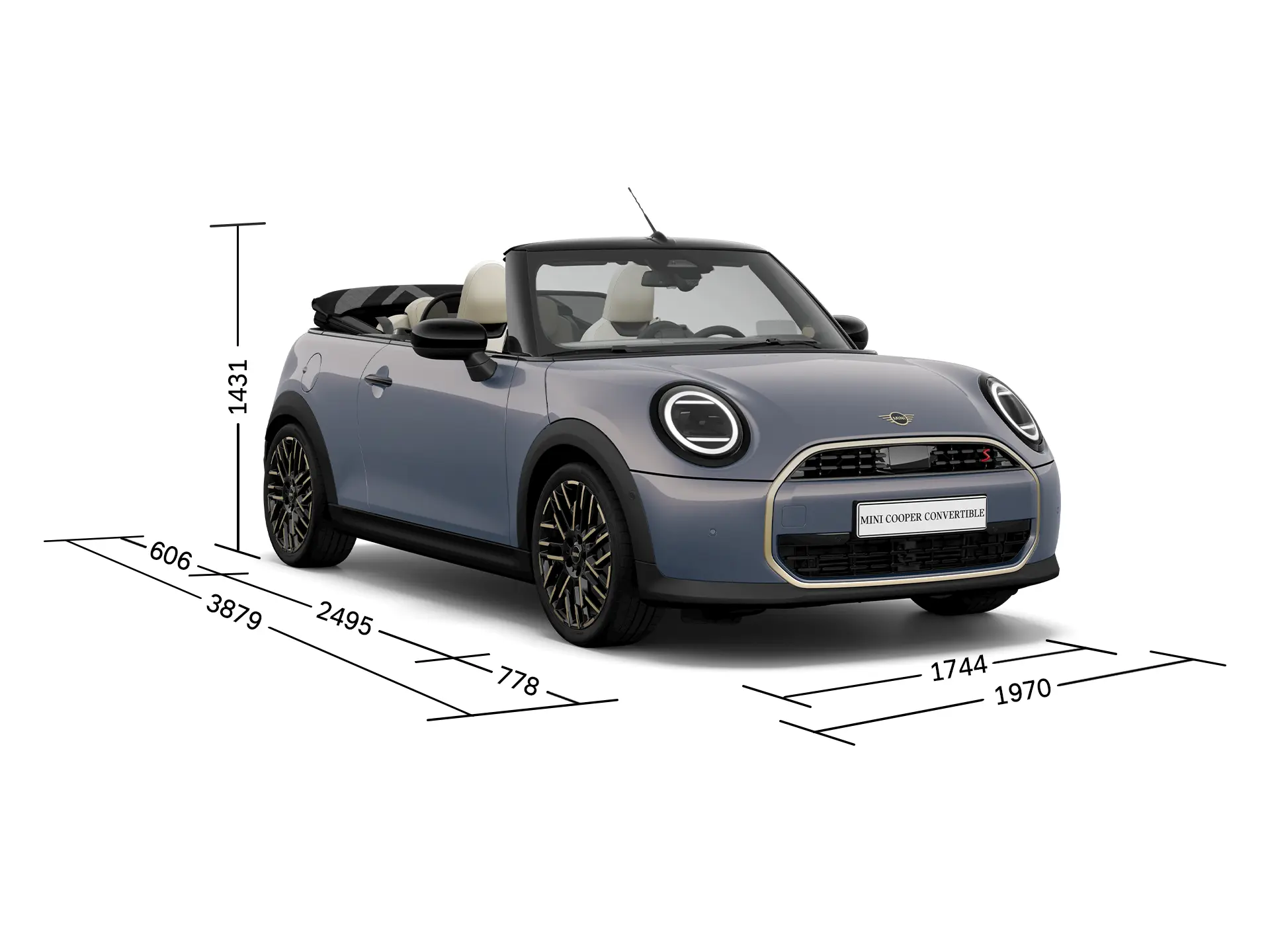 MINI Cooper Convertible – priekšskats ar izmēriem