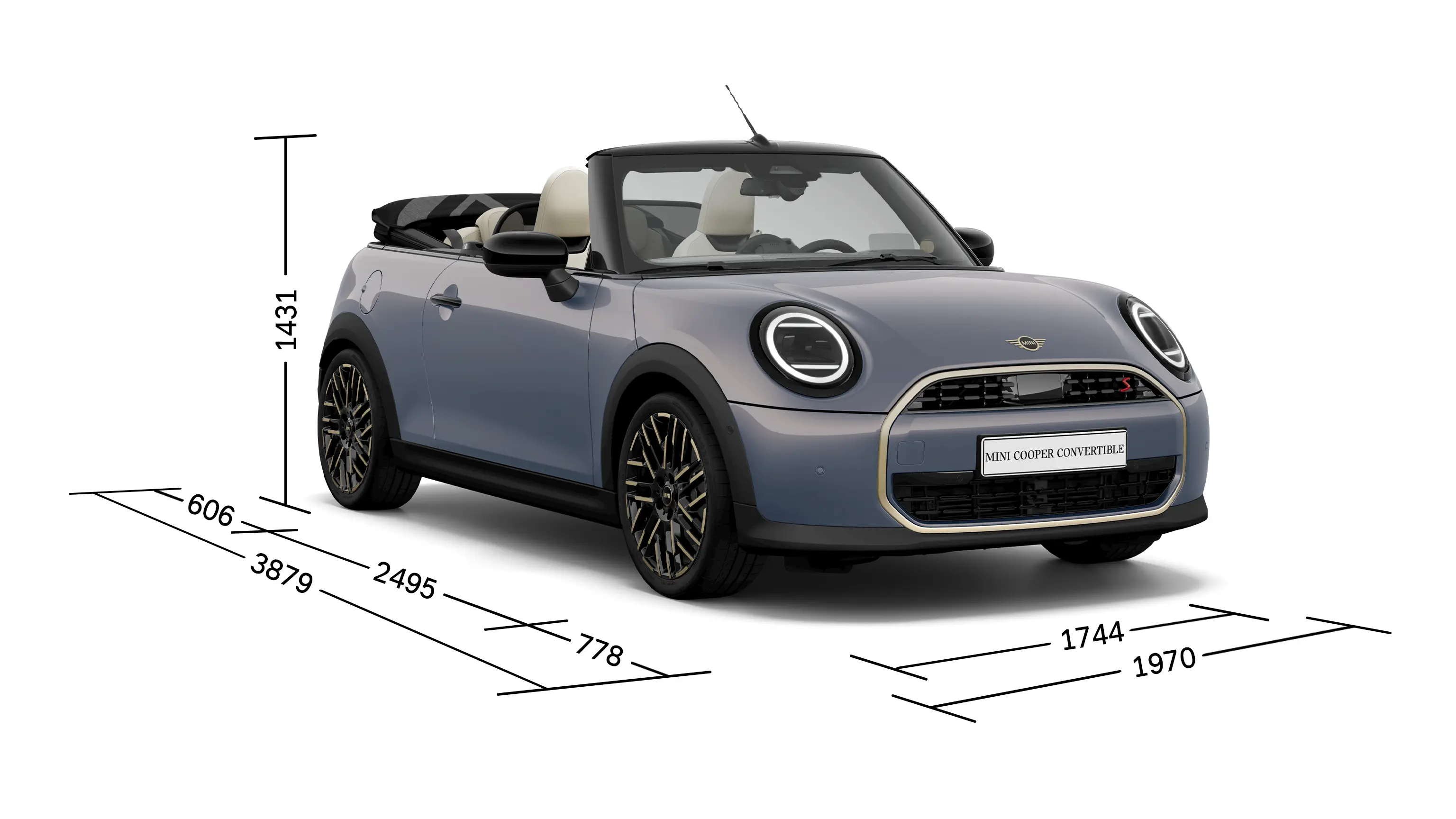 MINI Cooper Convertible – priekšskats ar izmēriem