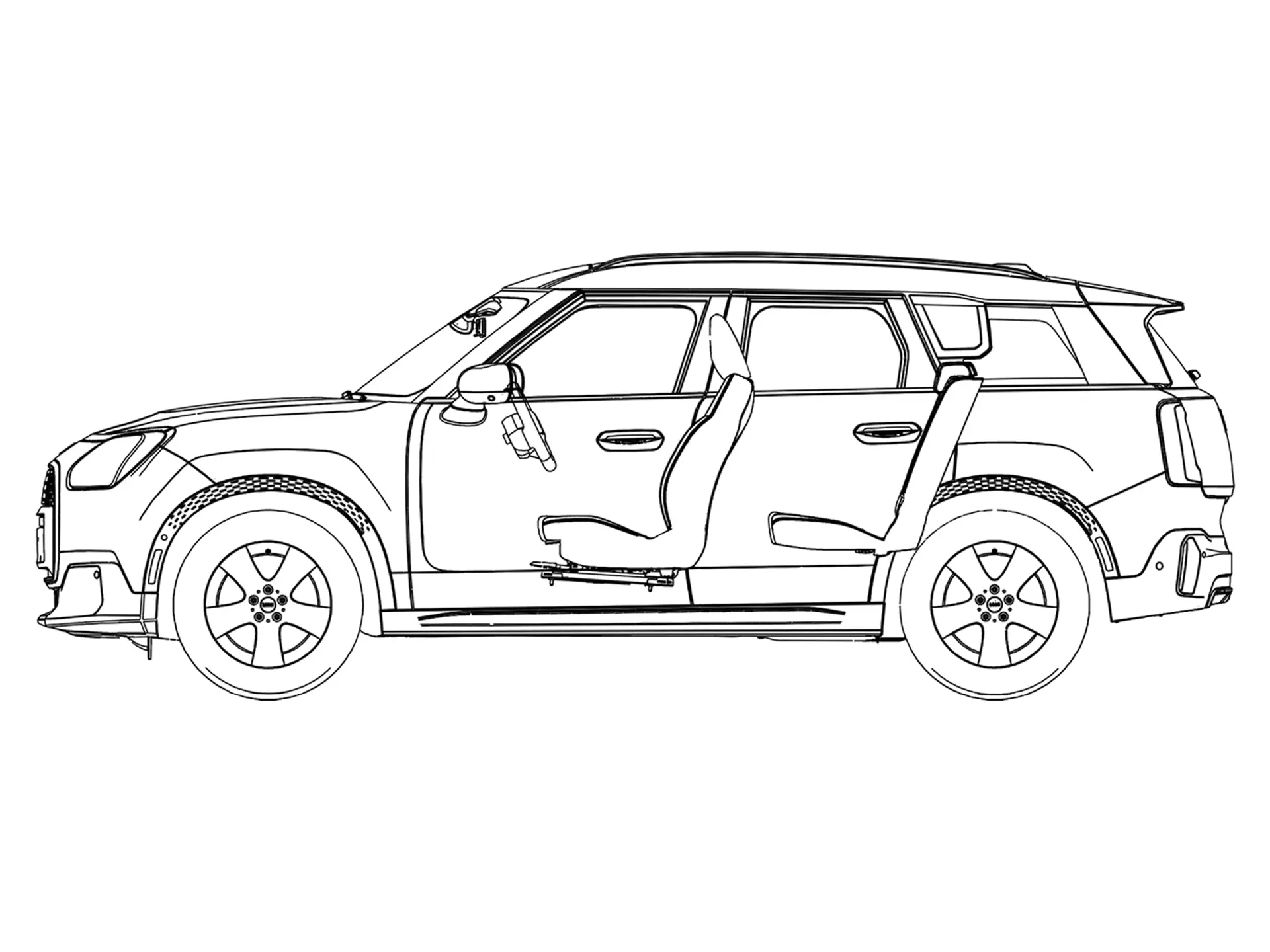 Pilnībā elektriskais MINI Countryman – sānskats, uzmetums