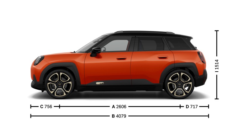 Pilnībā elektriskais MINI Aceman – izmēri – ievadattēls, sānskats