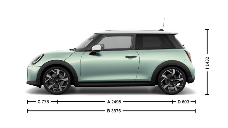 Trīsdurvju MINI Cooper – izmēri – ievadattēls
